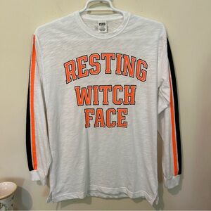 Pink Resting Witch Face T-Shirt Women’s Large White W/orange Black Funny Casual